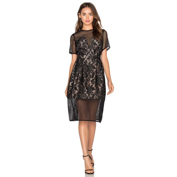 ELLIATT Black Lace Midi Cocktail Velosity Dress Size M - Picture 1 of 10